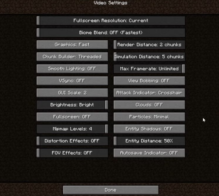 Boost Minecraft FPS Video Settings