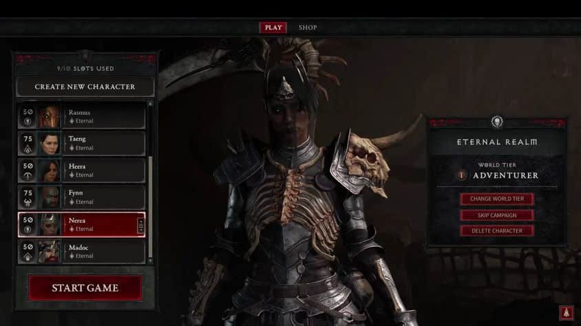 Creating character Diablo IV