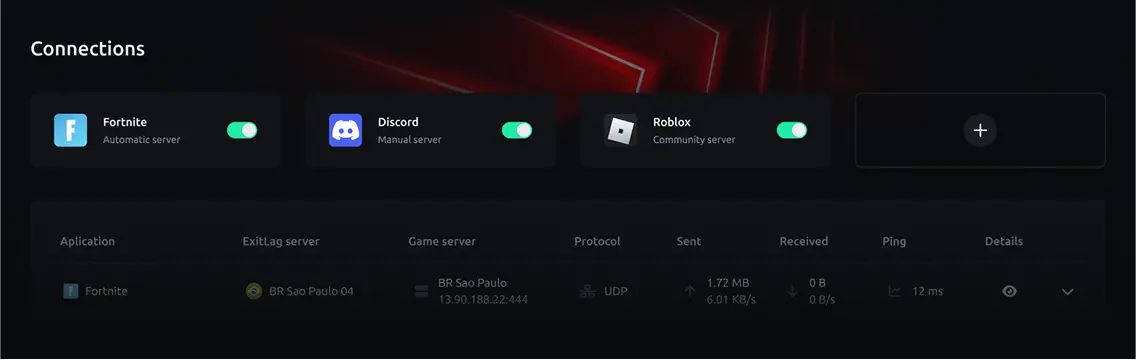 ExitLag 用戶端介面